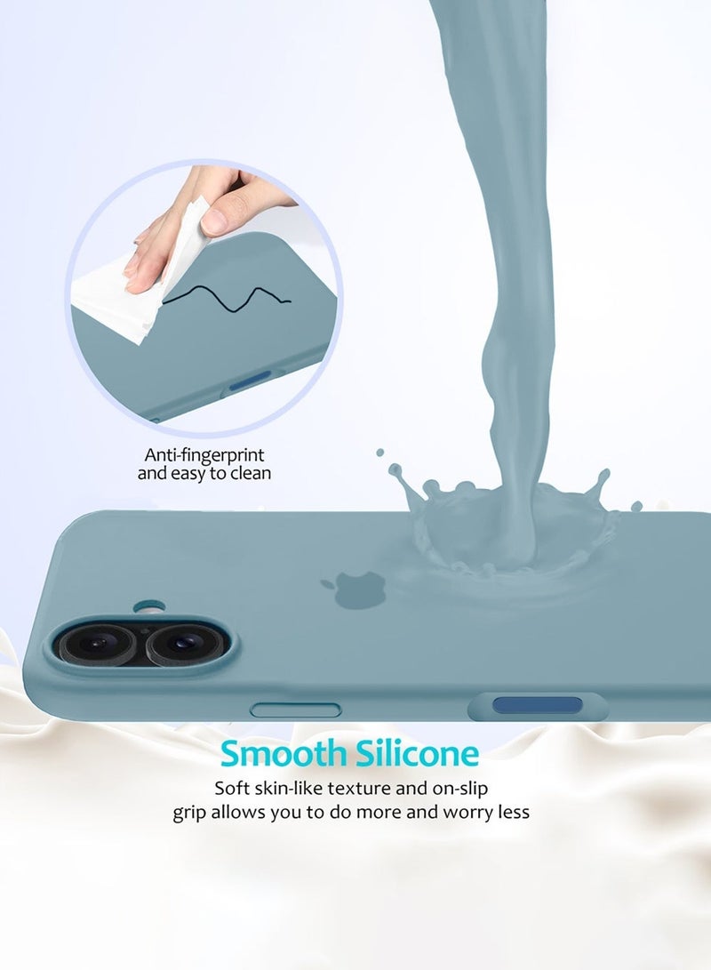 دبليو تيك أبل آيفون 17 5G 2025 غلاف غطاء سائل سيليكون فاخر عالي الجودة (MCRPSN) - أزرق صخري - Image 3